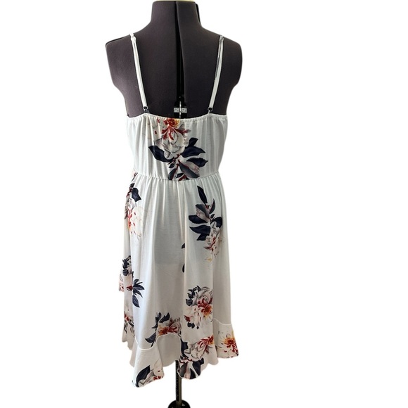 Floral V Neck Ruffled Hem Spaghetti Strap Flowy Wrap Sun Dress Size S - Picture 9 of 13